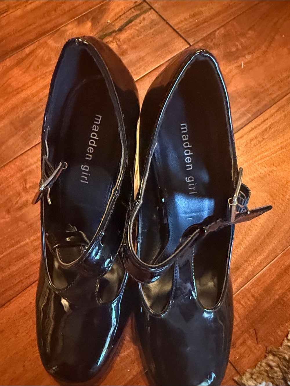 Madden Girl Black Patent Mary Jane Heels with Buckle Strap